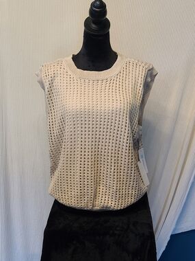 NWT Nine Britton Cream Crochet-Knit Sleeveless Tank